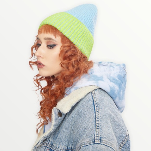 Free People Accessories - Free People Straight Chill Ribbed Beanie Pastel Soft Fairy Y2K Sky Lime Winter